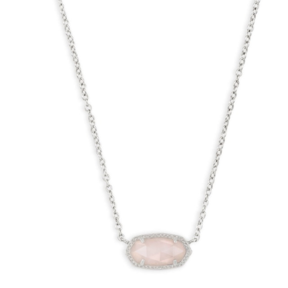 Elisa Silver Pendant Necklace In Rose Quartz
